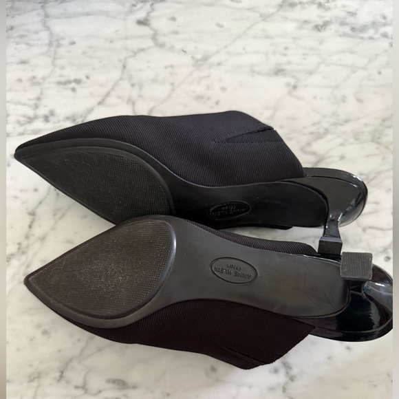 Anne Klein iFlex Black Pointed Toe Mule Kitten Heel Y2K Minimalist Size 8.5 90s - Picture 3 of 7